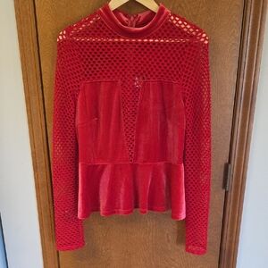 Velour Fishnet Peplum Top